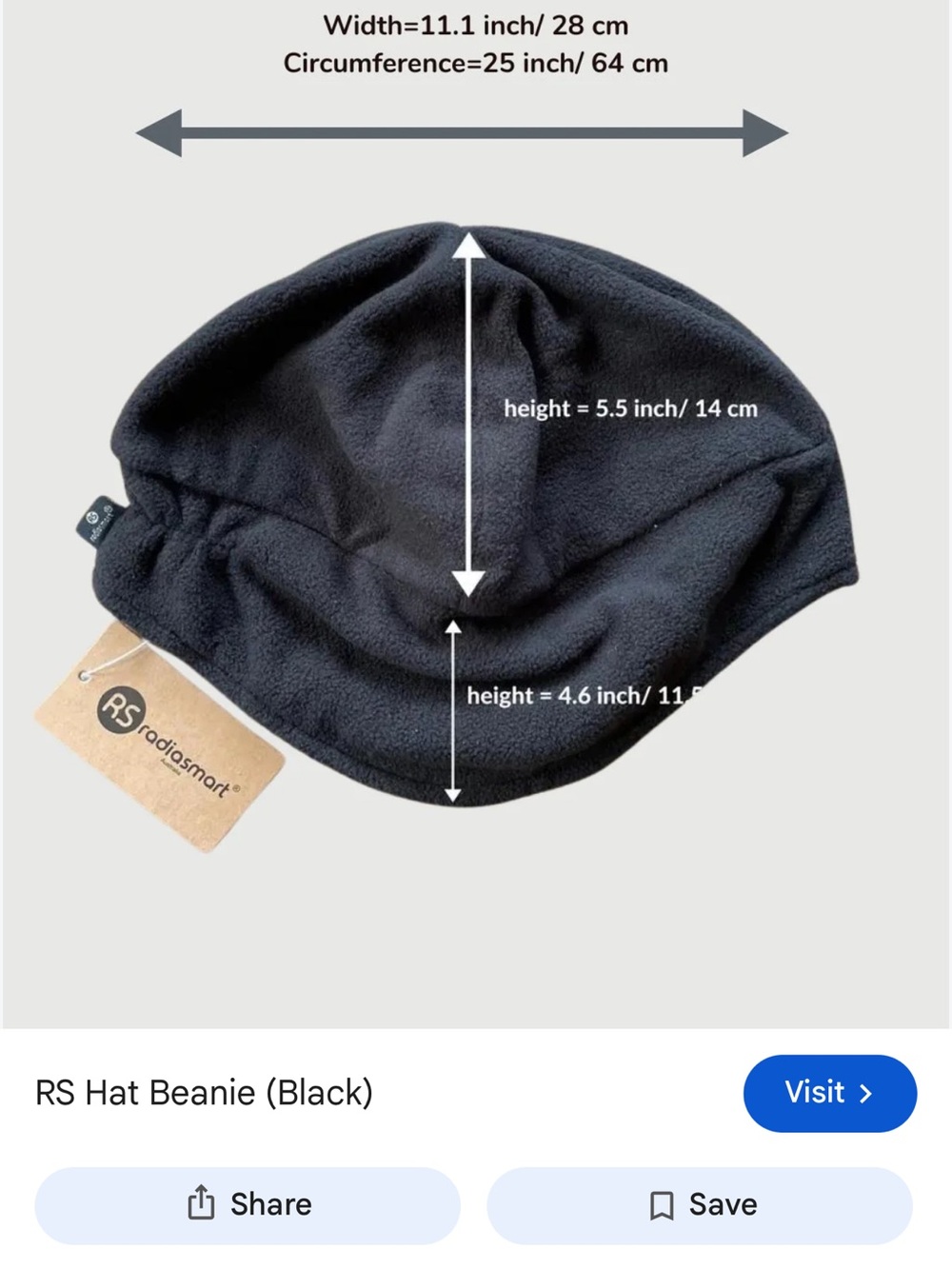 Radia Smart BEANIE custom silver EMF shielding fabric NEW